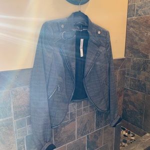 White House Black Market Gray Plaid Blazer NWT